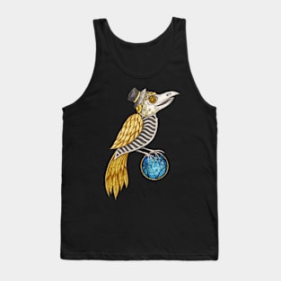 Skull crow on blue sapphire fancy art day of the dead. Tank Top